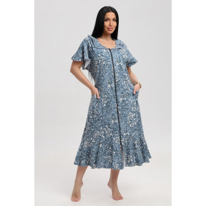 Халат женский 020 кулирка (р-ры: 60-70) серый-белый-цветы Халат женский 020 кулирка (р-ры: 60-70) серый-белый-цветы