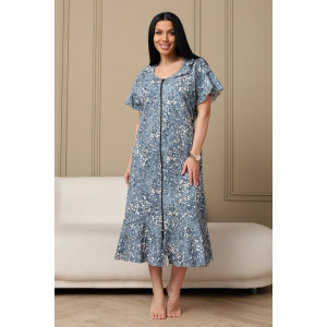 Халат женский 020 кулирка (р-ры: 60-70) серый-белый-цветы Халат женский 020 кулирка (р-ры: 60-70) серый-белый-цветы