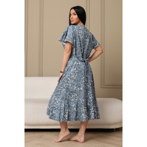 Халат женский 020 кулирка (р-ры: 60-70) серый-белый-цветы Халат женский 020 кулирка (р-ры: 60-70) серый-белый-цветы