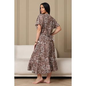 Халат женский 020 кулирка (р-ры: 60-70) коричневый-белый-цветы Халат женский 020 кулирка (р-ры: 60-70) коричневый-белый-цветы