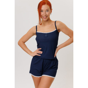 Костюм двойка женский №2267/2 лапша трикотажная (р-ры: 44-52) синий