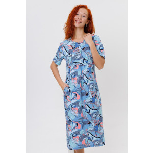 Платье женское №2175/1 кулирка (р-ры: 50-60) голубой Платье женское №2175/1 кулирка (р-ры: 50-60) голубой