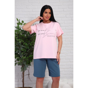 Костюм двойка женский №1107 кулирка-футер (р-ры: 48-54) розовый