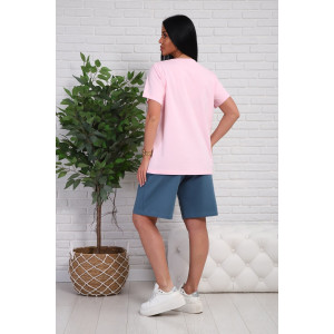 Костюм двойка женский №1107 кулирка-футер (р-ры: 48-54) розовый