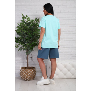 Костюм двойка женский №1107 кулирка-футер (р-ры: 48-54) бирюзовый