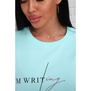 Костюм двойка женский №1107 кулирка-футер (р-ры: 48-54) бирюзовый