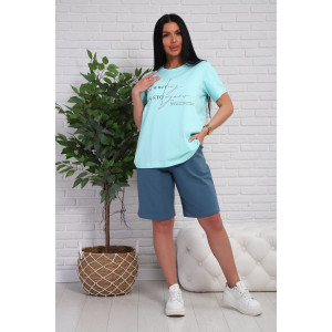 Костюм двойка женский №1107 кулирка-футер (р-ры: 48-54) бирюзовый