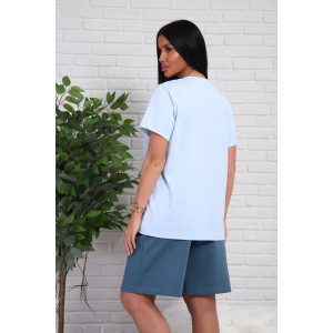 Костюм двойка женский №1107 кулирка-футер (р-ры: 48-54) голубой