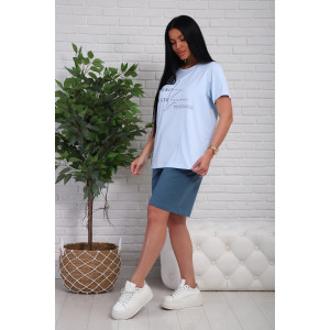 Костюм двойка женский №1107 кулирка-футер (р-ры: 48-54) голубой