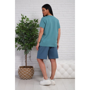 Костюм двойка женский №1107 кулирка-футер (р-ры: 48-54) зеленый