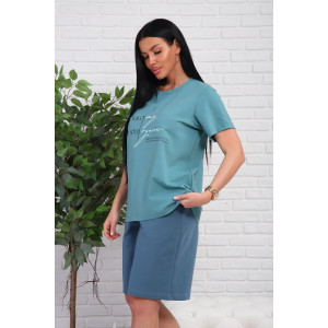 Костюм двойка женский №1107 кулирка-футер (р-ры: 48-54) зеленый