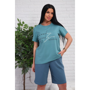 Костюм двойка женский №1107 кулирка-футер (р-ры: 48-54) зеленый