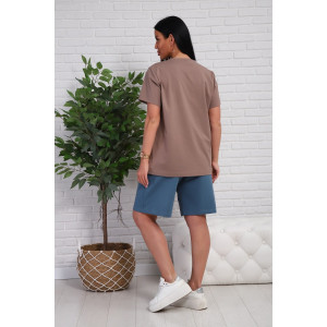 Костюм двойка женский №1107 кулирка-футер (р-ры: 48-54) коричневый