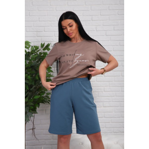 Костюм двойка женский №1107 кулирка-футер (р-ры: 48-54) коричневый