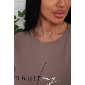 Костюм двойка женский №1107 кулирка-футер (р-ры: 48-54) коричневый