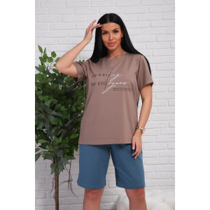 Костюм двойка женский №1107 кулирка-футер (р-ры: 48-54) коричневый