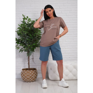 Костюм двойка женский №1107 кулирка-футер (р-ры: 48-54) коричневый