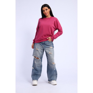 Свитшот женский №325 футер 2-х нитка петля (р-ры: 44-58) темно-розовый