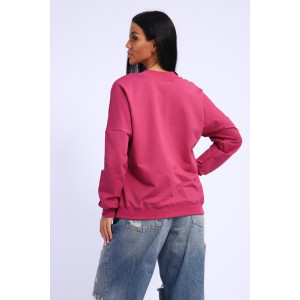 Свитшот женский №325 футер 2-х нитка петля (р-ры: 44-58) темно-розовый