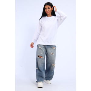 Свитшот женский №301 футер с лайкрой 2-х нитка (р-ры: 46-60) белый Свитшот женский №301 футер с лайкрой 2-х нитка (р-ры: 46-60) белый