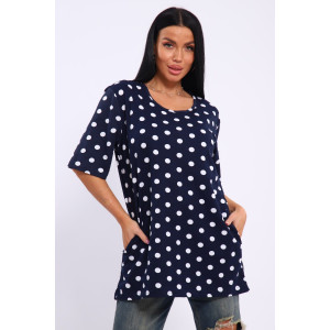 Туника женская №699 кулирка (р-ры: 48-70) синий-белый Туника женская №699 кулирка (р-ры: 48-70) синий-белый