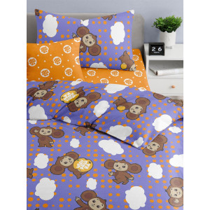 Детское постельное белье поплин "Чебурашка фиолетовая"