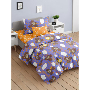Детское постельное белье поплин "Чебурашка фиолетовая"