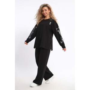 Костюм двойка женский №85035 футер 2-х нитка (р-ры: 46-56) черный