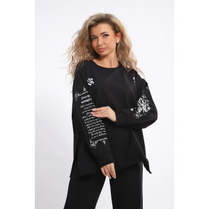 Костюм двойка женский №85035 футер 2-х нитка (р-ры: 46-56) черный