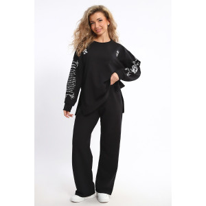 Костюм двойка женский №85035 футер 2-х нитка (р-ры: 46-56) черный