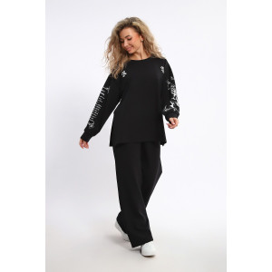 Костюм двойка женский №85035 футер 2-х нитка (р-ры: 46-56) черный