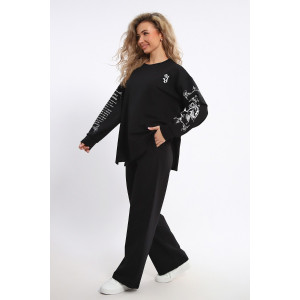 Костюм двойка женский №85035 футер 2-х нитка (р-ры: 46-56) черный