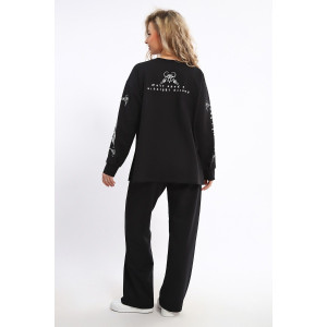 Костюм двойка женский №85035 футер 2-х нитка (р-ры: 46-56) черный