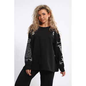 Костюм двойка женский №85035 футер 2-х нитка (р-ры: 46-56) черный