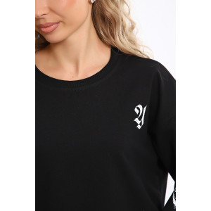 Костюм двойка женский №85035 футер 2-х нитка (р-ры: 46-56) черный