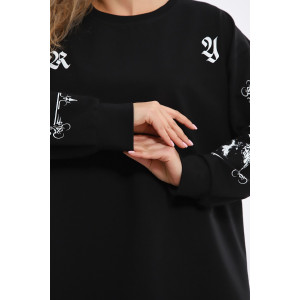 Костюм двойка женский №85035 футер 2-х нитка (р-ры: 46-56) черный