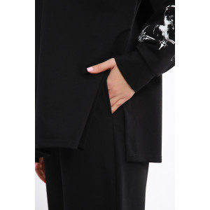 Костюм двойка женский №85035 футер 2-х нитка (р-ры: 46-56) черный