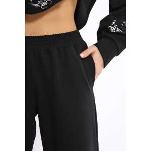 Костюм двойка женский №85035 футер 2-х нитка (р-ры: 46-56) черный