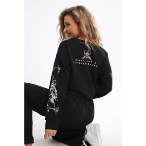 Костюм двойка женский №85035 футер 2-х нитка (р-ры: 46-56) черный