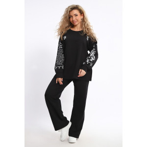 Костюм двойка женский №85035 футер 2-х нитка (р-ры: 46-56) черный