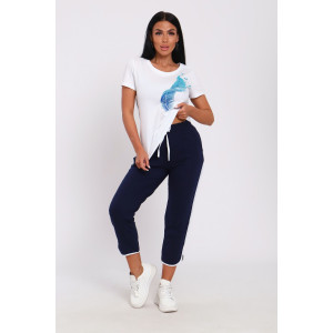 Костюм двойка женский №74715 кулирка-футер (р-ры: 42-60) синий