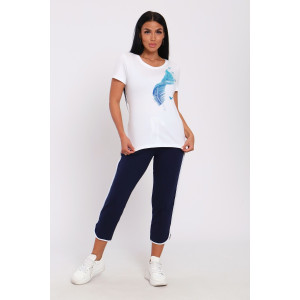 Костюм двойка женский №74715 кулирка-футер (р-ры: 42-60) синий