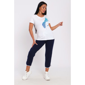 Костюм двойка женский №74715 кулирка-футер (р-ры: 42-60) синий