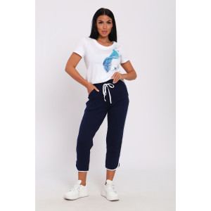 Костюм двойка женский №74715 кулирка-футер (р-ры: 42-60) синий