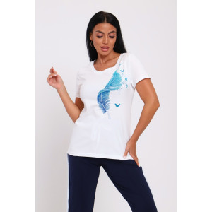 Костюм двойка женский №74715 кулирка-футер (р-ры: 42-60) синий