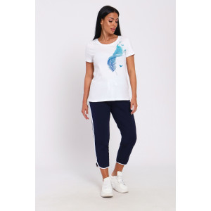 Костюм двойка женский №74715 кулирка-футер (р-ры: 42-60) синий