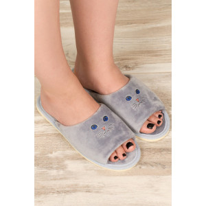 Тапки женские "Lepilov" арт. 130 велюр (р-ры: 36-42) сер вел без ушей