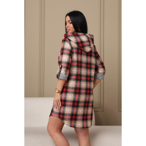 Халат женский 533 кулирка (р-ры: 46-58) бежевый-клетка