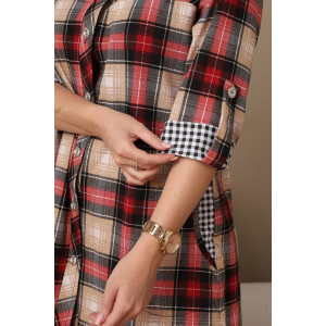 Халат женский 533 кулирка (р-ры: 46-58) бежевый-клетка