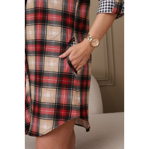 Халат женский 533 кулирка (р-ры: 46-58) бежевый-клетка